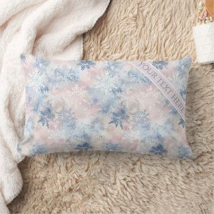 Personalize Lumbar Pillow, Watercolor Snowflakes Pillow