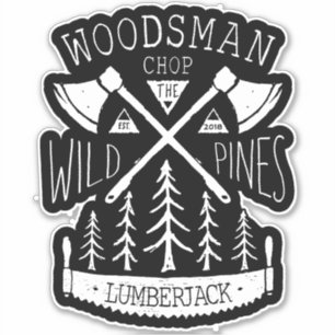 Personalize Lumberjack Crossed Axes Saw Pine Trees
