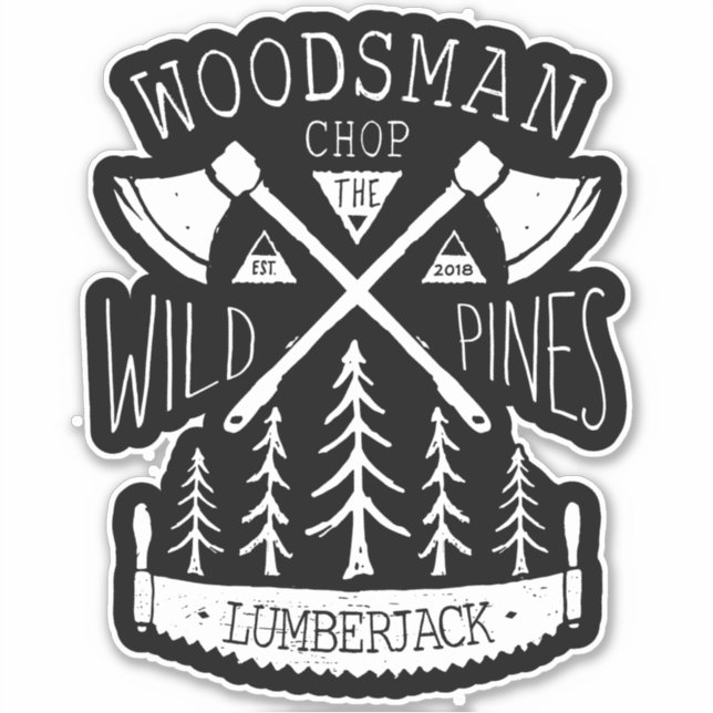Personalize Lumberjack Crossed Axes Saw Pine Trees (Front)