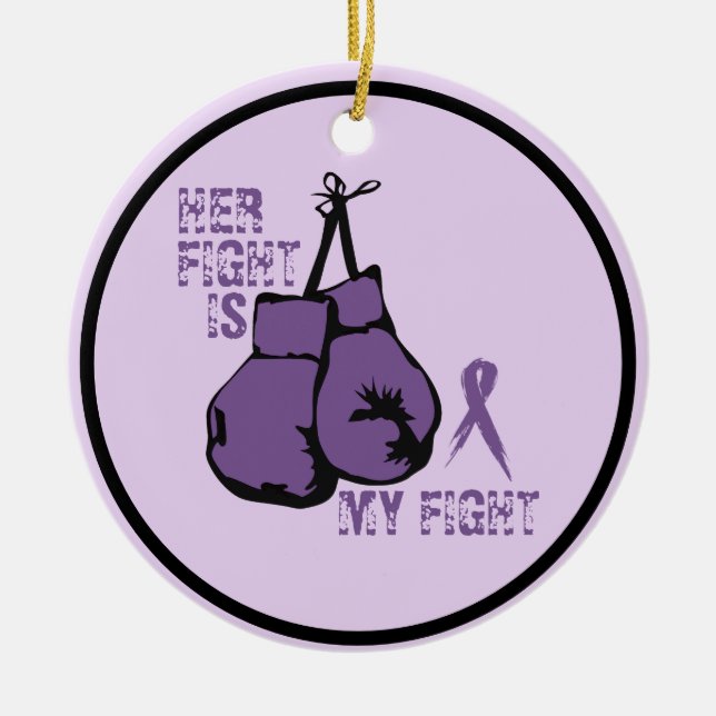 Personalize Lupus Support Her Fight is Mine Boxing Ceramic Ornament (Front)