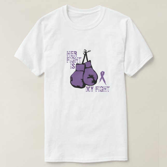Personalize Lupus Support Her Fight is Mine Boxing T-Shirt (Design Front)