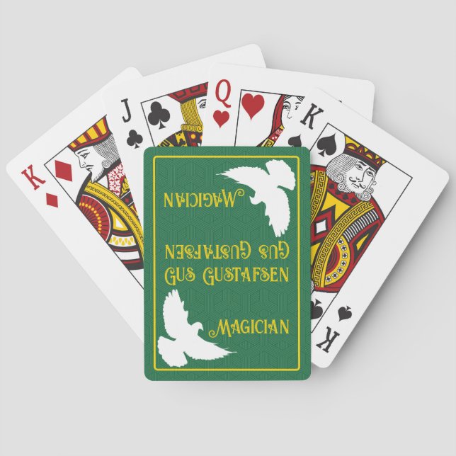 Personalize Magician White Dove Playing Cards (Back)