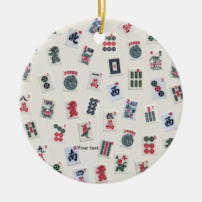 Personalize Mah Jongg tiles symbols design Ceramic Ornament (Front)