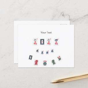 Personalize MahJong tiles Symbols design Announcement Postcard