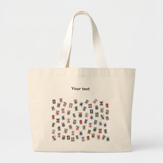 Personalize Mahjong tiles (symbols) large tote bag (Front)