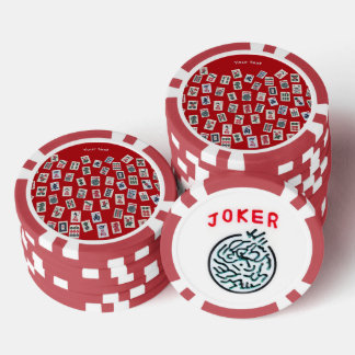 Personalize MahJong tiles (symbols) on red Poker Chips