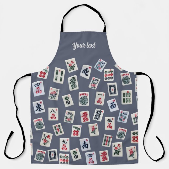 Personalize MahJongg tiles design on dark blue Apron (Front)