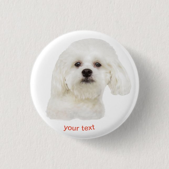 Personalize Maltese puppy 1 Inch Round Button (Front)