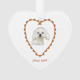 Personalize Maltese Puppy in heart Ornament