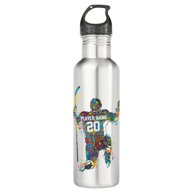 Personalize Man hockey player 710 Ml Water Bottle (Front)