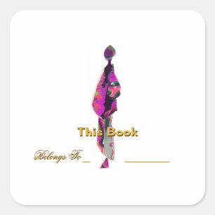 Personalize Man Standing Bookplate  Square Sticker