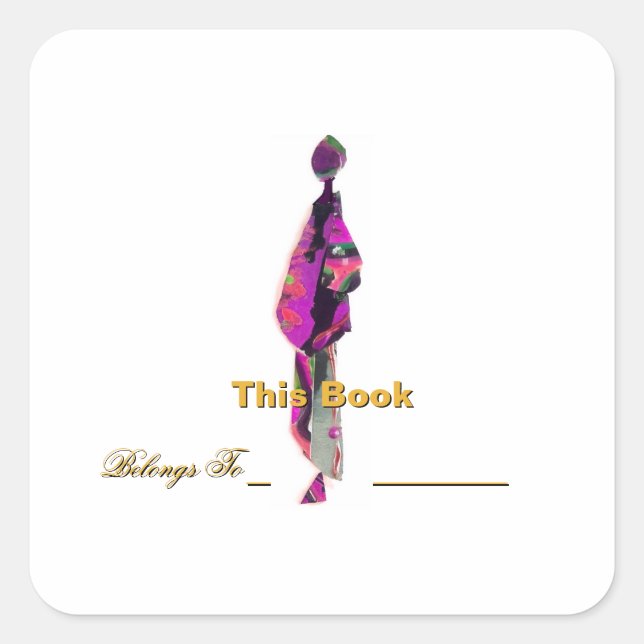 Personalize Man Standing Bookplate  Square Sticker (Front)