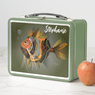 Personalize Marine Animal Colourful Fish Metal Lunch Box
