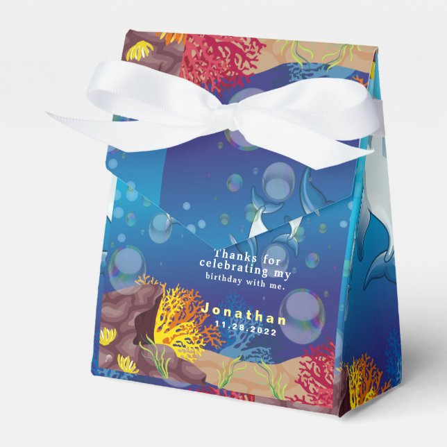 Personalize Marine Theme Boys Happy Birthday Favor Box (Front Side)