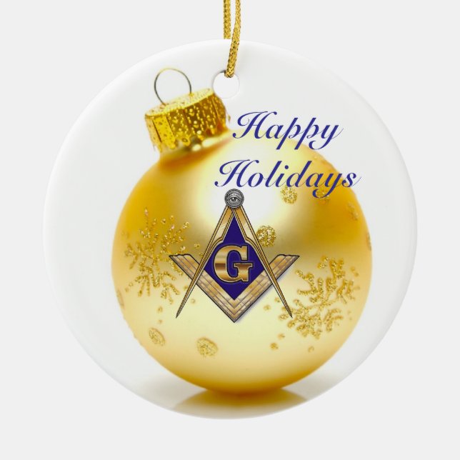 Personalize Masonic Emblem Ceramic Ornament (Front)