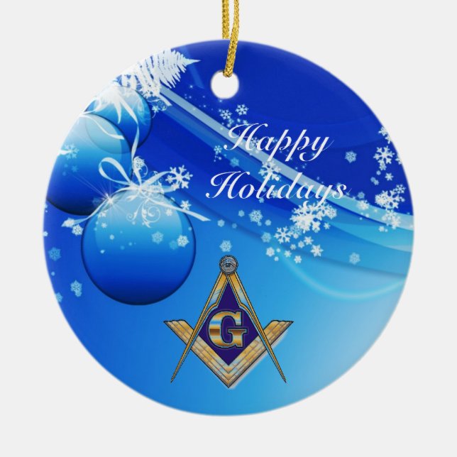 Personalize Masonic Emblem Ceramic Ornament (Front)