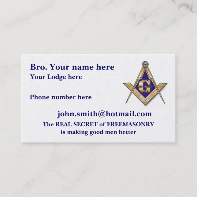 Personalize Masonic & Shriners Emblem Business Card (Front)