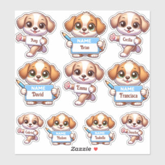 Personalize me! - Kawaii Puppy Name Card Stickers