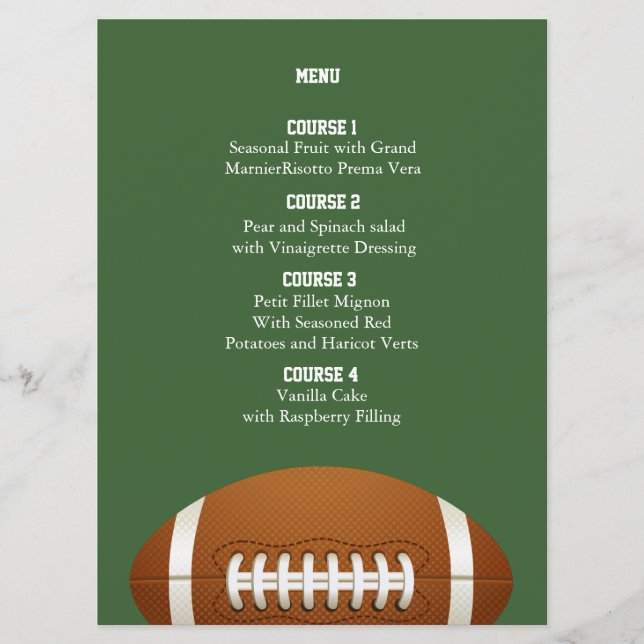 Personalize Menu cards Sports Party football theme (Front)