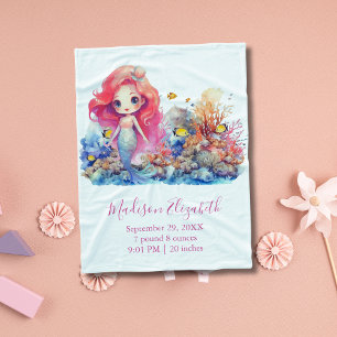 Personalize Mermaid Baby Shower Baby Girl Gift Fleece Blanket