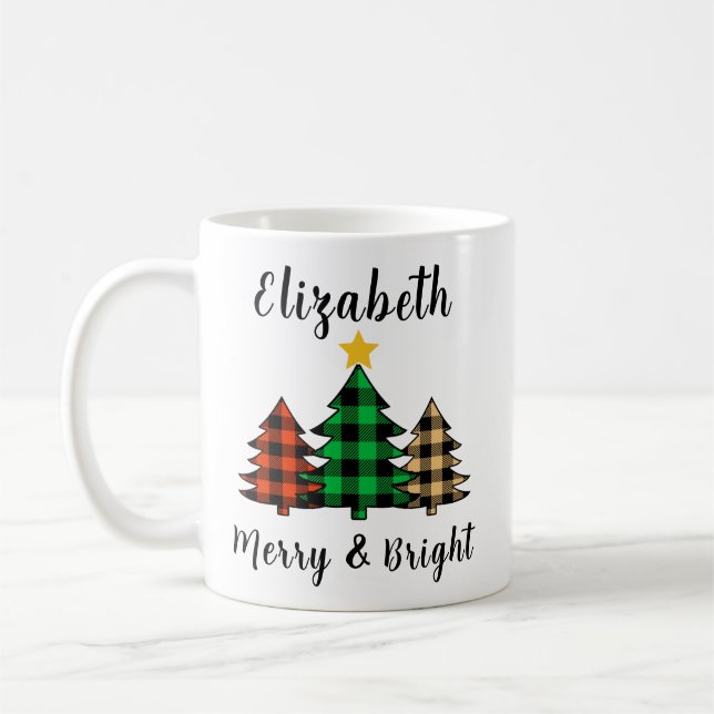 Personalize Merry & Bright Tree Coffee Mug (Left)