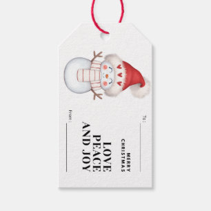 Personalize Merry Christmas Cute Snowman Gift Tags