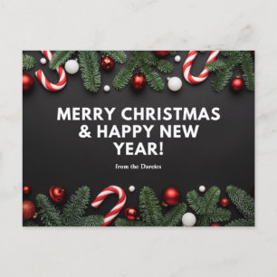 Personalize Merry Christmas & Happy New Year Desig Postcard