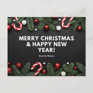 Personalize Merry Christmas & Happy New Year Desig Postcard