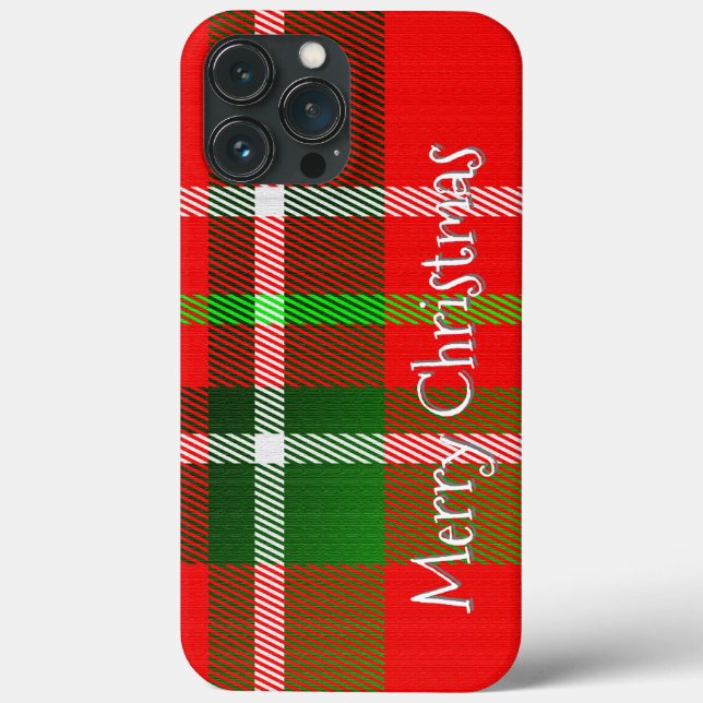 Personalize "Merry Christmas" Tartan Plaid Pattern Case-Mate iPhone Case (Back)