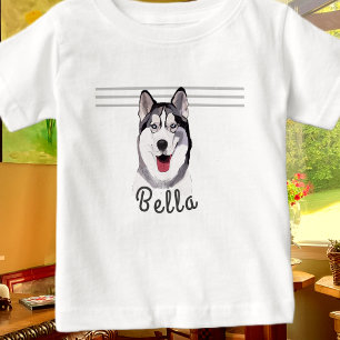 Personalize Message Siberian Husky Baby T-Shirt