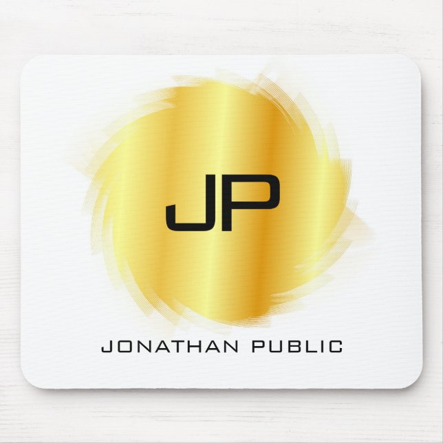 Personalize Metallic Gold Look Monogram Template Mouse Pad (Front)