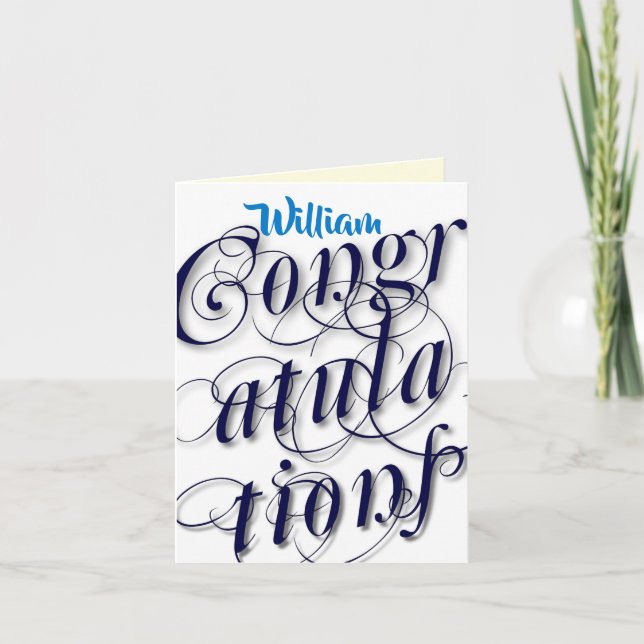 Personalize Minimal Large Print Congratulations. Card (Front)