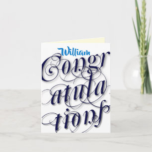 Personalize Minimal Large Print Congratulations. Card