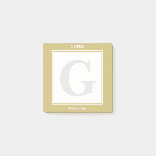 Personalize:  Minimalist Gold and White Geometric Post-it Notes (Front)