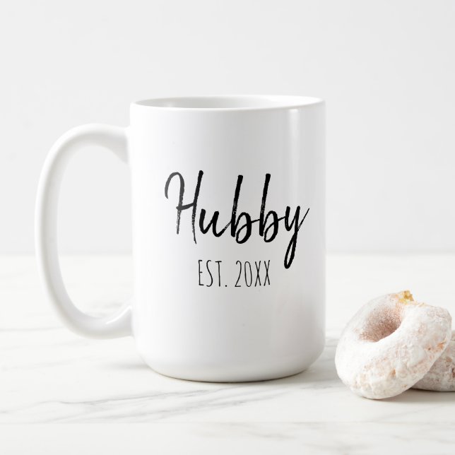 Personalize Minimalist Simple Husband Hubby Year Coffee Mug (With Donut)