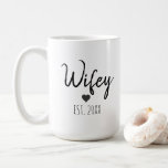 Personalize Minimalist Simple Wife Year Coffee Mug<br><div class="desc">Let your wifey start her day right every morning with a cup of coffee right out of the mug you bought her that will serve as a reminder your love for her. This mug features a modern minimalist and simple calligraphy script with the heading, "Wifey" and a heart graphic artwork...</div>