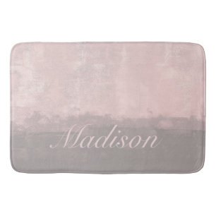 Personalize modern art style light pink grey bath mat