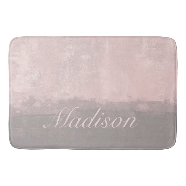 Personalize modern art style light pink grey bath mat (Front)
