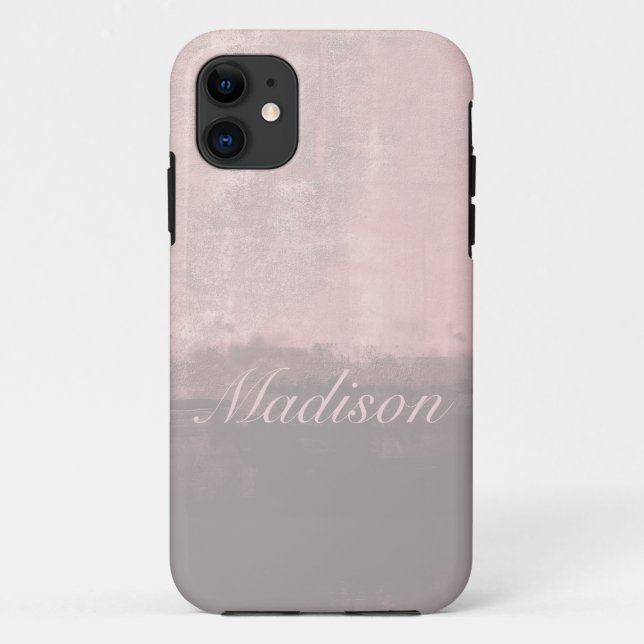 Personalize modern art style light pink grey Case-Mate iPhone case (Back)