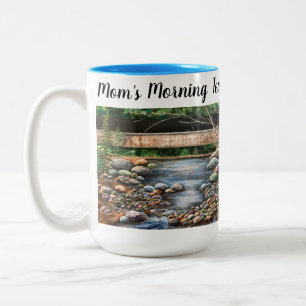 Personalize Modern Brook Scene Two-Tone Coffee Mug