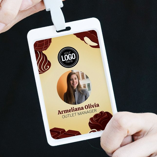 Personalize Modern Chocolate Business Badge (Creator Uploaded)