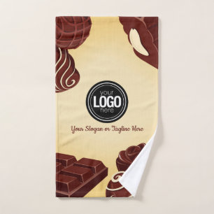 Personalize Modern Chocolate Business Hand Towel