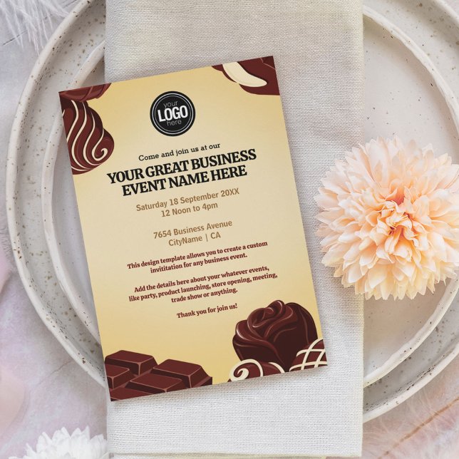Personalize Modern Chocolate Business Invitation (Creator Uploaded)