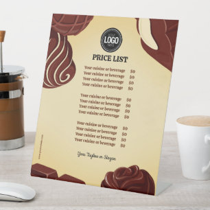Personalize Modern Chocolate Business Pedestal Sign