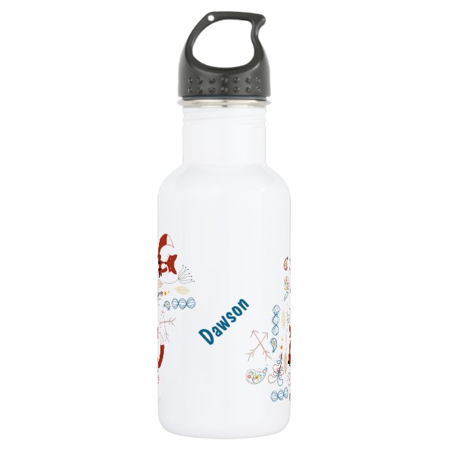 Personalize Modern Fox  Woodland Pattern 532 Ml Water Bottle (Front)
