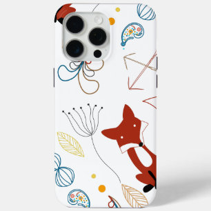 Personalize Modern Fox  Woodland Pattern iPhone 15 Pro Max Case