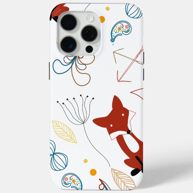 Personalize Modern Fox  Woodland Pattern Case-Mate iPhone Case (Back)