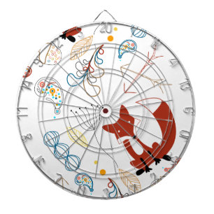 Personalize Modern Fox  Woodland Pattern Dartboard