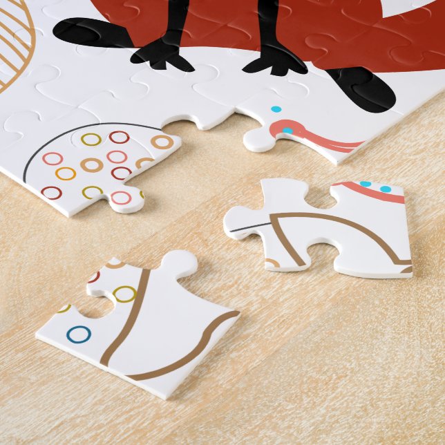 Personalize Modern Fox  Woodland Pattern Jigsaw Puzzle (Side)