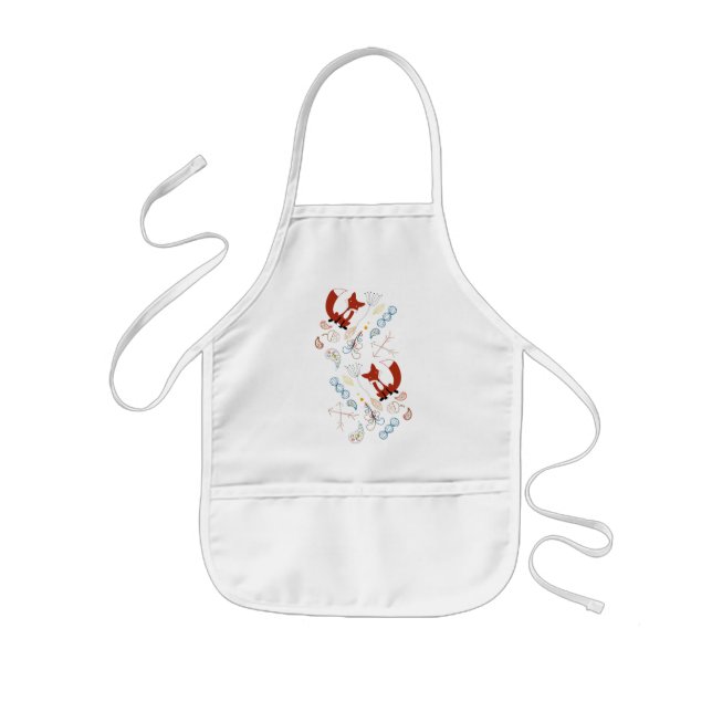 Personalize Modern Fox  Woodland Pattern Kids Apron (Front)